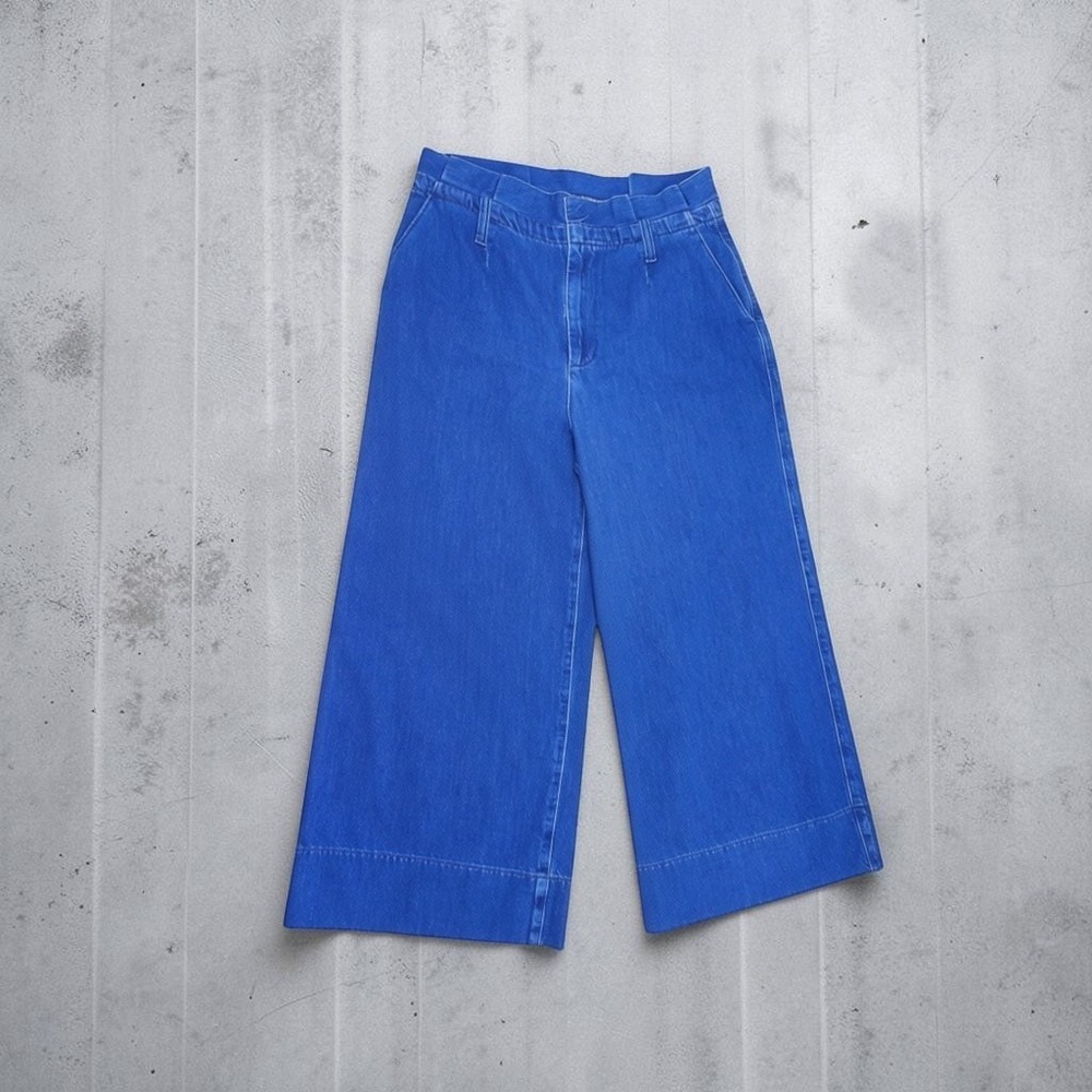 Boden Paperbag Wide Leg Denim Jeans Blue High Rise Cropped US 10 UK 14